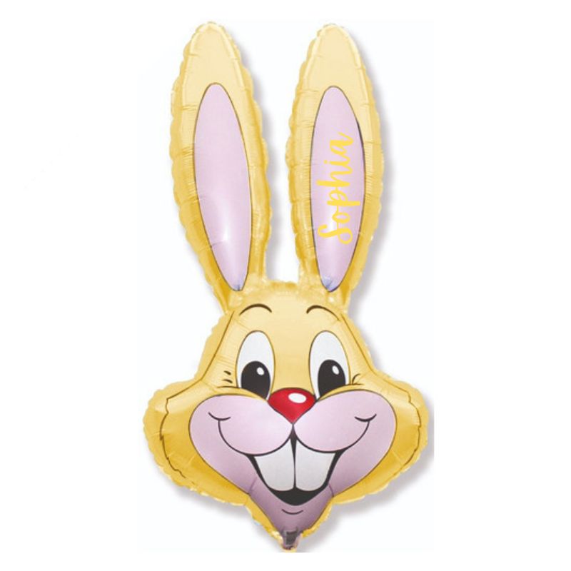 Personalised Pastel Yellow Easter Bunny Head Balloon Columns I Easter Balloon Gifts Ruislip