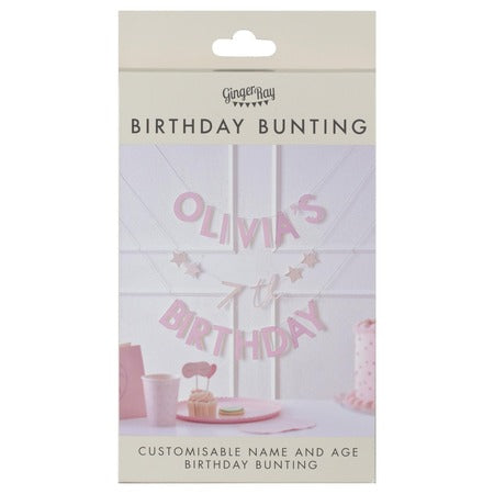 Pink Customisable Birthday Bunting I Pink Party Decorations I My Dream Party Shop UK