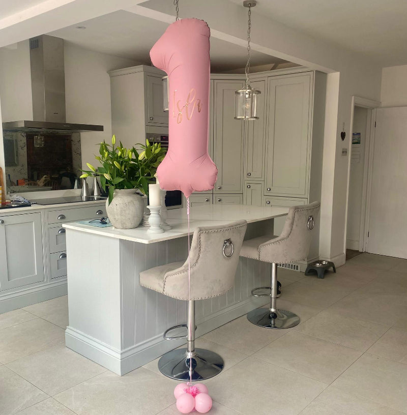 Personalised Pastel Pink Number One Helium Balloon I Balloons Ruislip