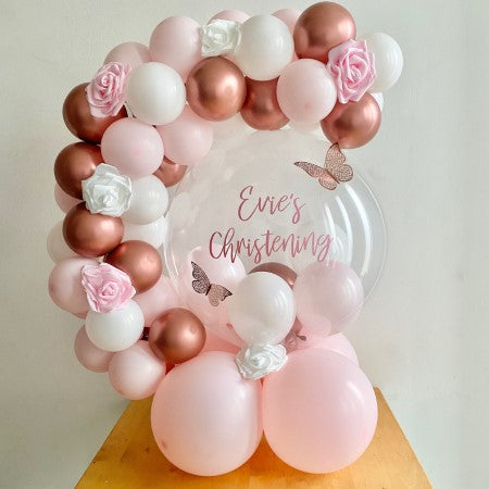 Rose Gold, Pink and White Balloon Hug I Personalised Balloons I My Dream Party Shop UK