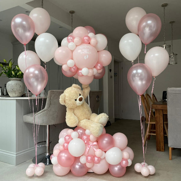 Pink Teddy Bear Balloon Cloud and Helium Balloons I Baby Shower Balloons Ruislip I My Dream Party Shop UK