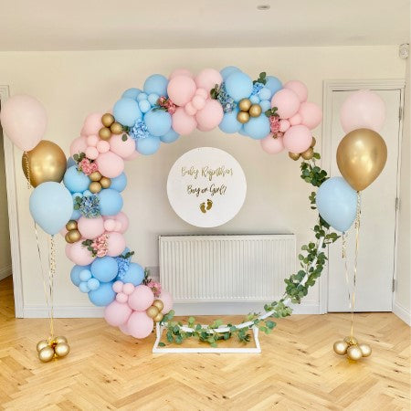 Pastel Pink and Blue Baby Shower Moongate Balloon Installation I My Dream Party Shop Ruislip
