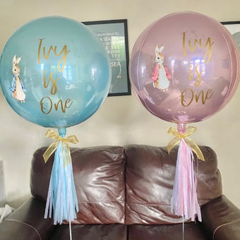 Pink or Blue Peter Rabbit Orbz Balloons I Helium 1st Birthday Balloons I My Dream Party Shop Ruislip