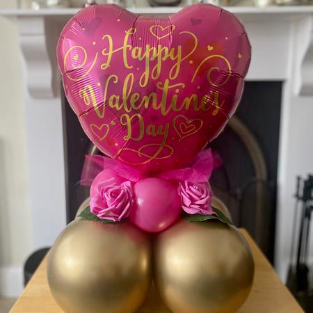 Pink and Gold Valentine&#39;s Day Tabletop Balloon Gift I Collection Ruislip I My Dream Party Shop