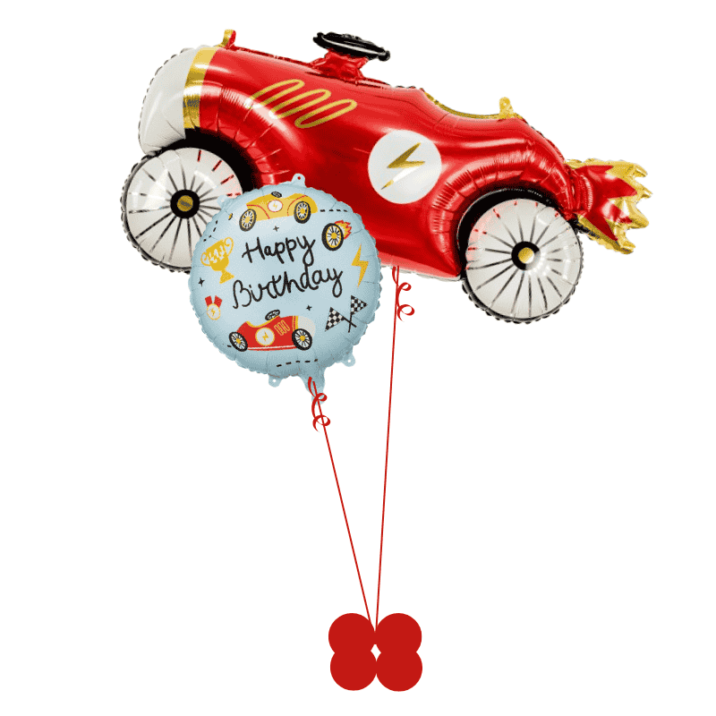 Red Retro Car Supershape and Boy Racer Happy Birthday Balloon I My Dream Party Shop UK