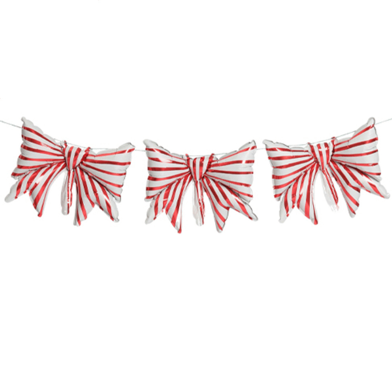 Red and White Striped Bow Balloon Kit I Christmas Party Balloons I My Dream Party Shop UK