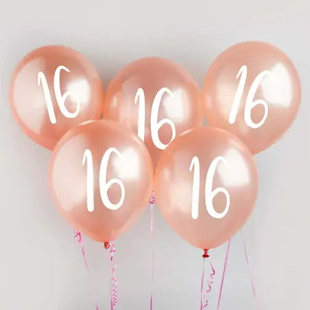 Rose Gold 16th Birthday Helium Balloon Bouquet for Collection Ruislip I My Dream Party Shop