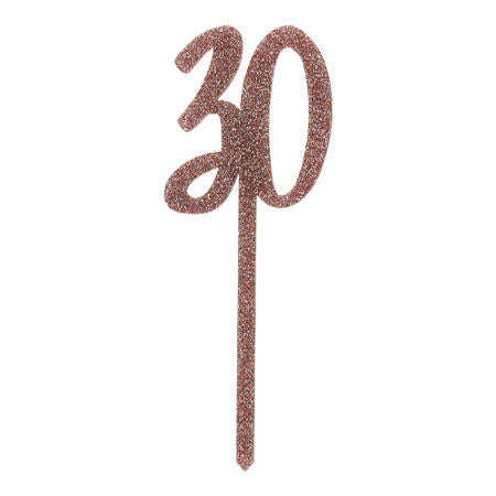 Rose Gold Sparkly Acrylic 30 Cake Topper I 30th Birthday Party Supplies I My Dream Party Shop UK
