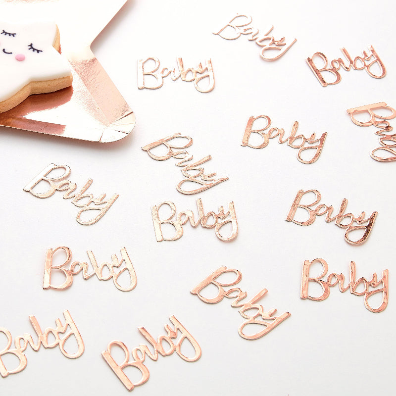 Metallic Rose Gold Baby Confetti I Rose Gold Baby Shower Decorations I My Dream Party Shop UK