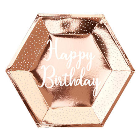 Rose Gold Happy Birthday Plates I Rose Gold Party Tableware I My Dream Party Shop UK