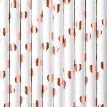 Rose Gold Heart Party Straws I Rose Gold Party Decorations I My Dream Party Shop UK