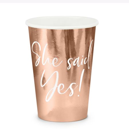 Rose Gold Cups with She said Yes! I Hen Party Supplies I My Dream Party Shop UK