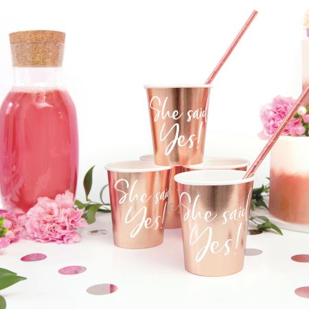 Rose Gold She said Yes! Party Cups I Hen Party Supplies I My Dream Party Shop UK