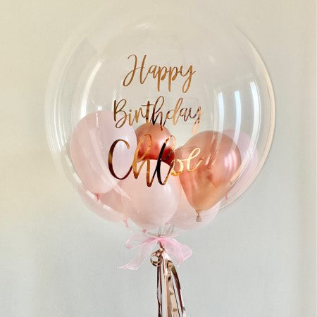 Rose Gold and Pink Personalised Bubble Balloon I My Dream Party Shop Ruislip