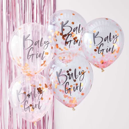 Rose Gold and Pink Confetti Baby Girl Balloons I New Baby Balloons I My Dream Party Shop UK