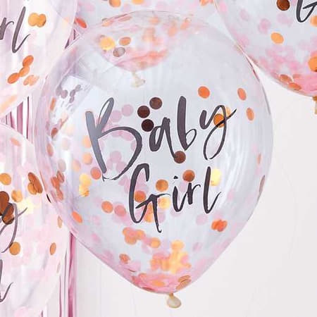 Rose Gold and Pink Confetti Baby Girl Balloons I Baby Shower Balloons I My Dream Party Shop UK