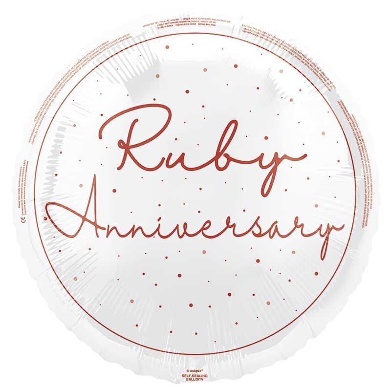Ruby Anniverary Foil Balloon I Anniversary Decorations I My Dream Party Shop UK