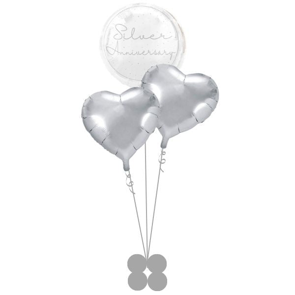 Silver Anniversary and Heart Helium Balloons I Silver Anniversary Party I My Dream Party Shop UK