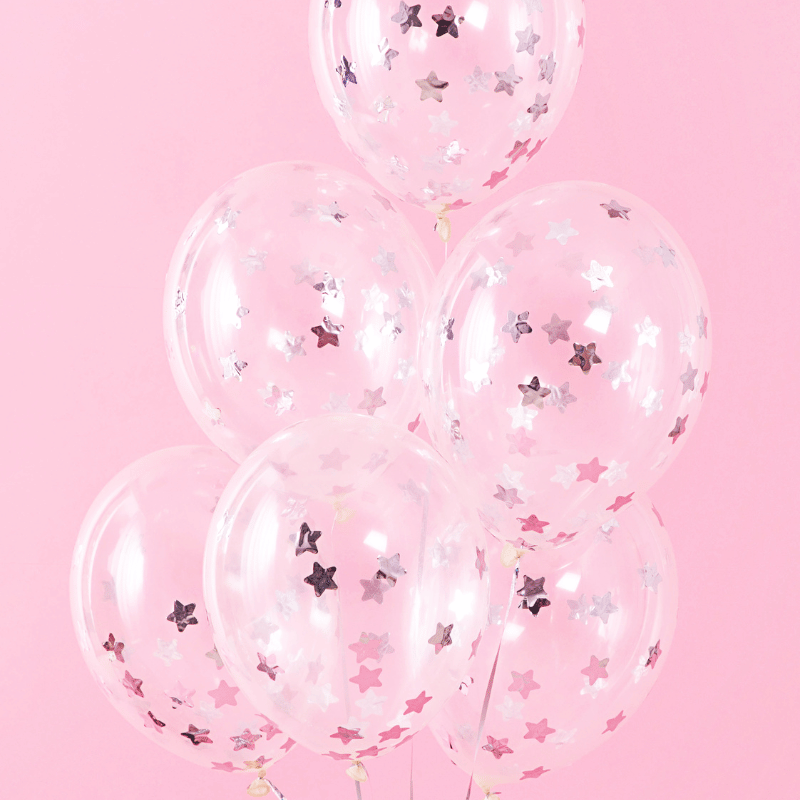 Silver Stars Confetti Balloons I Modern Silver Party Decorations I My Dream Party Shop UK