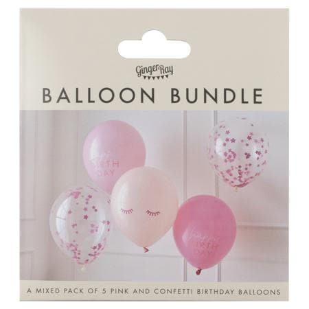 Pink Confetti Happy Birthday Balloons I Sleepover Party Decorations I My Dream Party Shop UK