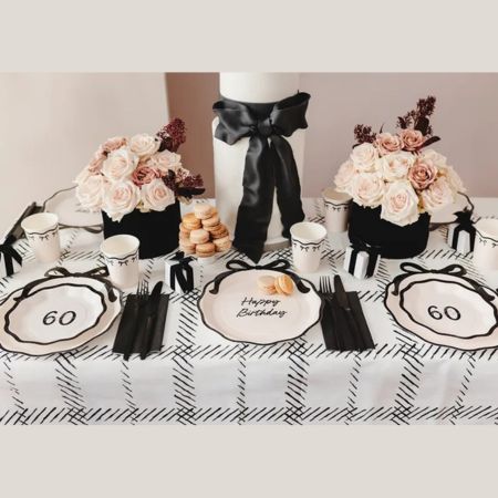 Small Cream and Black 60th Birthday Plates I 60th Birthday Party Supplies I My Dream Party Shop UK