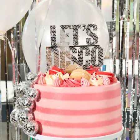 Lets Disco Mirror Cake Topper I Disco Party Decorations I My Dream Party Shop UK