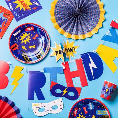 Superhero Happy Birthday Letter Banner I Superhero Party Decorations I My Dream Party Shop UK