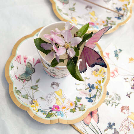 Decorative paper plate with floral Fairy and butterfly design I Talking Tables I My Dream Party Shop UK