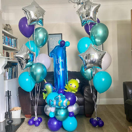 Under The Sea Number One Balloon Column I 1st Birthday Balloons Ruislip I My Dream Party Shop 