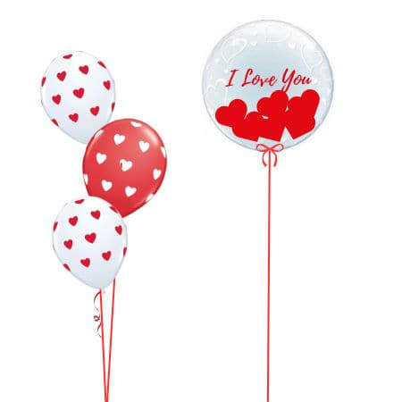 Heart Helium Bouquet and Personalised Bubble Balloon I Valentine's Day Balloons Ruislip