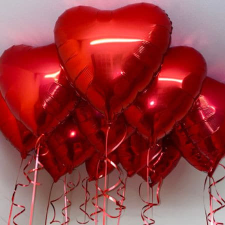 Heart Helium Ceiling Foil Balloons (Helium Inflated for Collection)