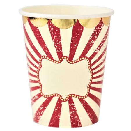Vintage Red and White Circus Party Cups I Circus Party Decorations I My Dream Party Shop UK