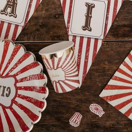 Vintage Red and White Circus Party Cups I Circus Party Supplies I My Dream Party Shop UK