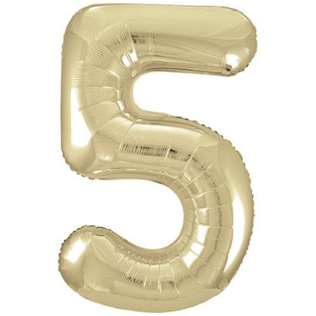 Giant White Gold Five Foil Number Balloon 34 inches I Number Balloons I My Dream Party Shop UK