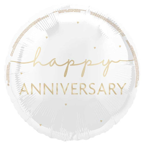 White Happy Anniversary Foil Balloon I Anniversary Party Supplies I My Dream Party Shop UK
