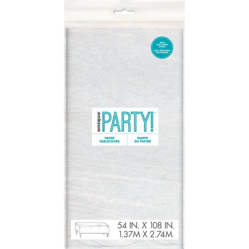 White Scalloped Edge Paper Table Cover I White Party Decorations I My Dream Party Shop UK