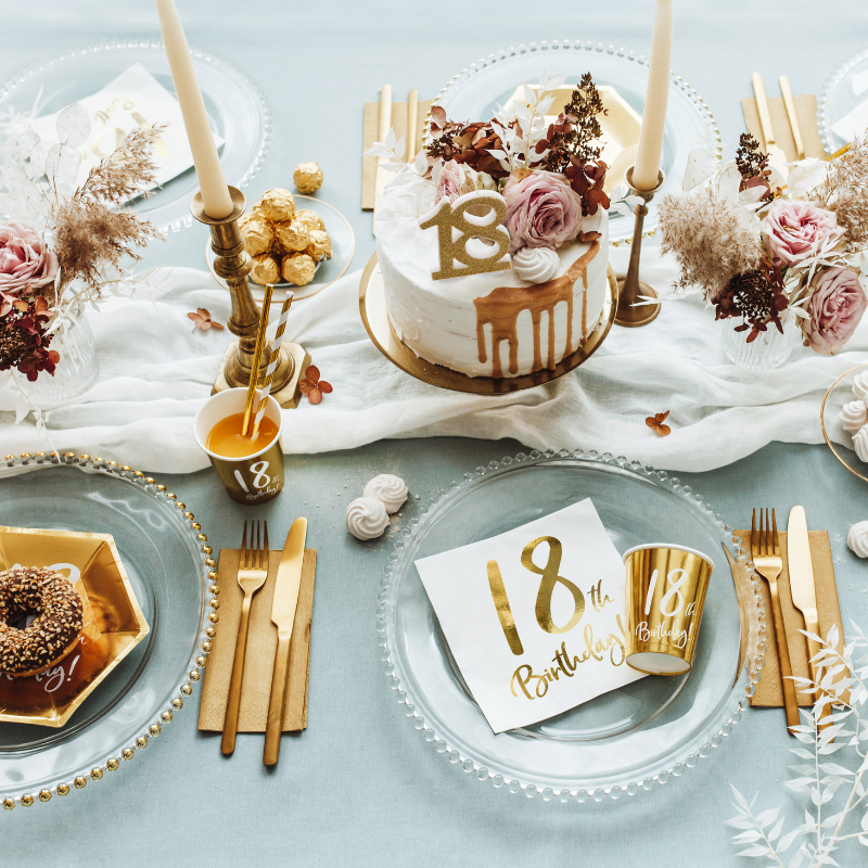 White and Gold 18th Birthday Napkins I 18th Birthday Party Tableware I  My Dream Party Shop UK