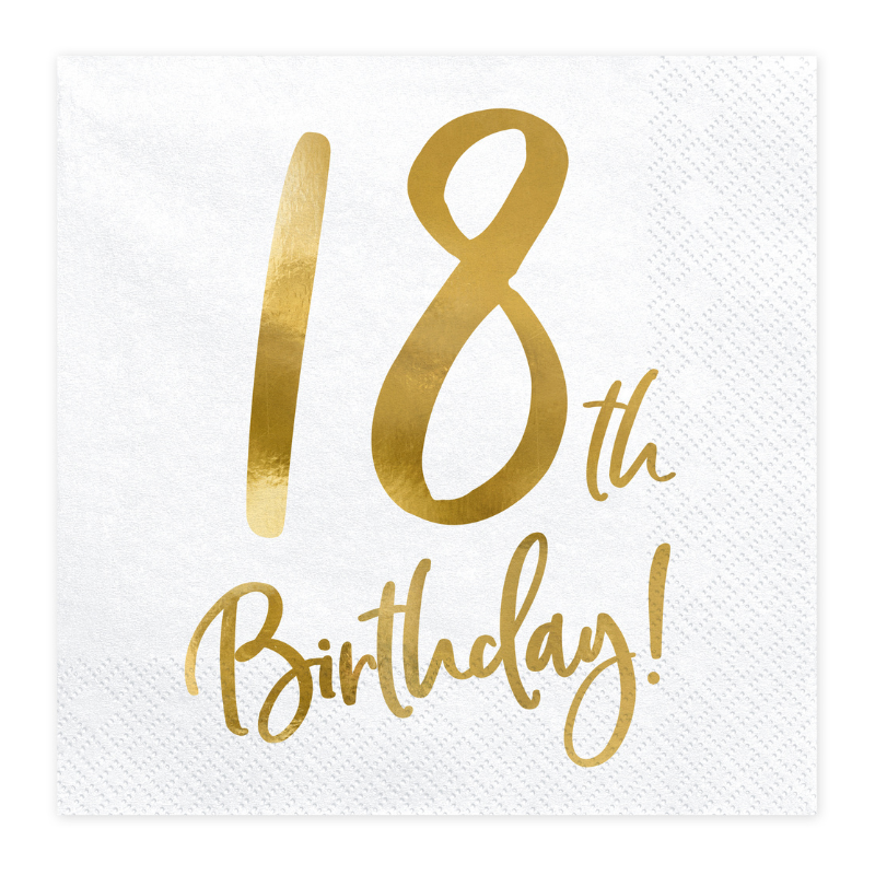 White and Gold 18th Birthday Party Napkins I 18th Birthday Party Supplies I  My Dream Party Shop UK