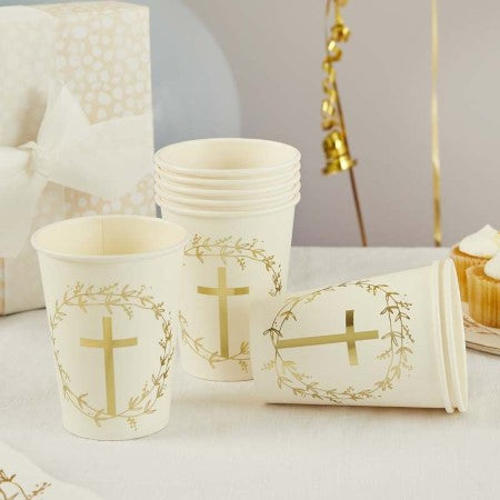 White Christening Party Cups I Christening Party Decorations I My Dream Party Shop UK