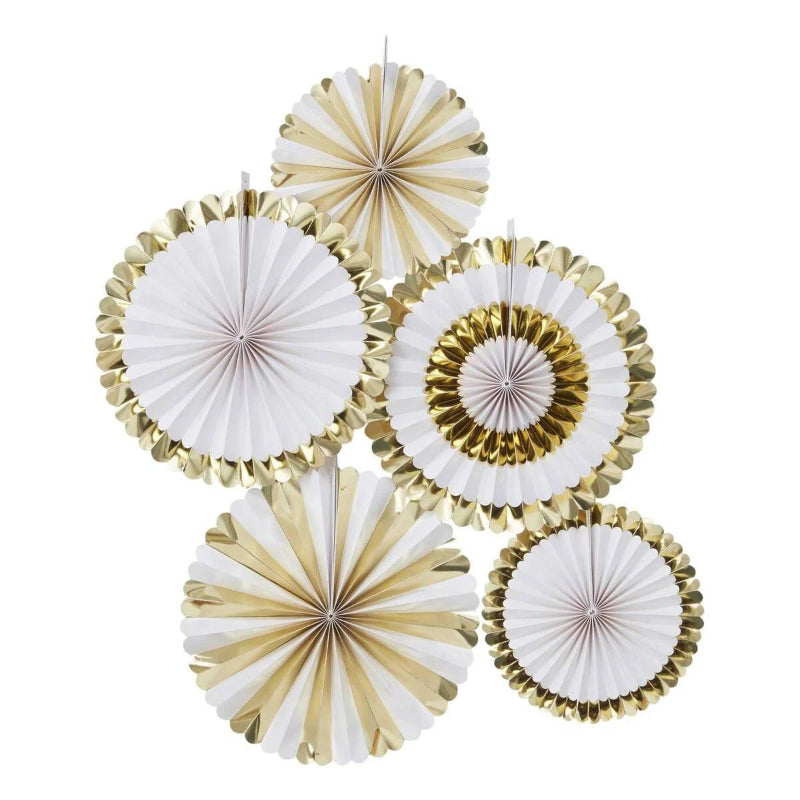White and Gold Fan Decorations I Paper Party Decorations I My Dream Party Shop UK