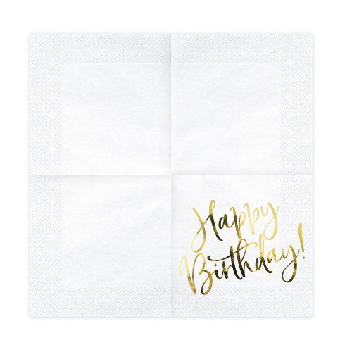 White and Gold Happy Birthday Napkins I Gold Party Decorations I My Dream Party Shop UK