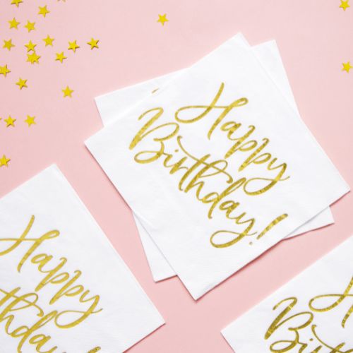 Gold Happy Birthday Napkins I Gold Birthday Party Supplies I My Dream Party Shop UK