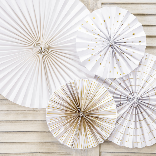 White and Gold Paper Rosette Decorations I Modern Party Decorations I My Dream Party Shop UK
