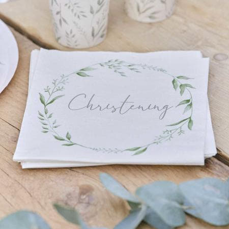 White and Green Christening Napkins I Christening Party Decorations I My Dream Party Shop UK