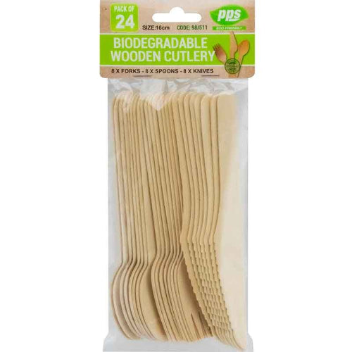 Wooden Cutlery Set 24 Pack I Party Cutlery I My Dream Party Shop UK