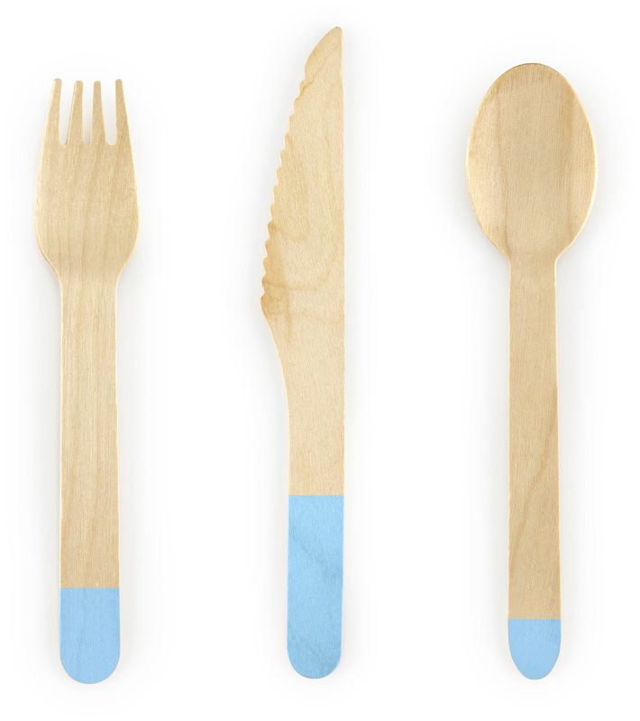 Pastel Blue Wooden Cutlery Set I Pastel Blue Party Supplies I My Dream Party Shop UK