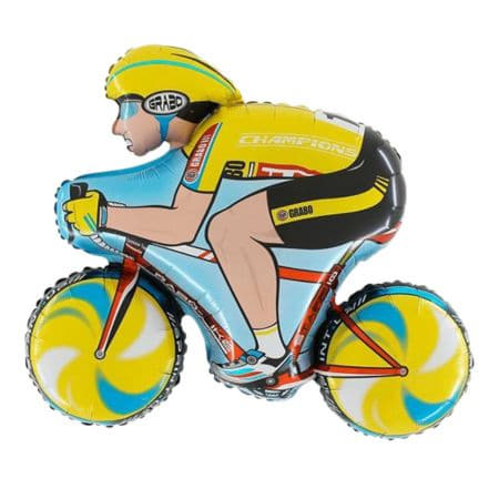 Yellow Cyclist Racing Bike Balloon I Giant Fun Balloon Shapes I My Dream Party Shop UK