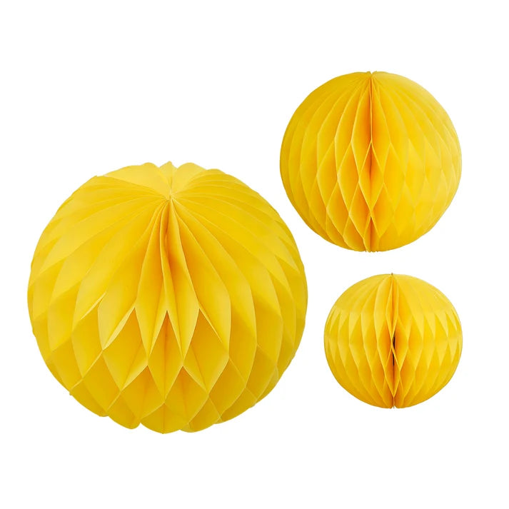 Three Pack of Yellow Honeycomb Party Decorations I Yellow Party Decorations I My Dream Party Shop UK