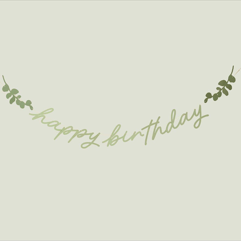 Botanical Sage Green Happy Birthday Garland I Botanical Party Decorations I My Dream Party Shop UK