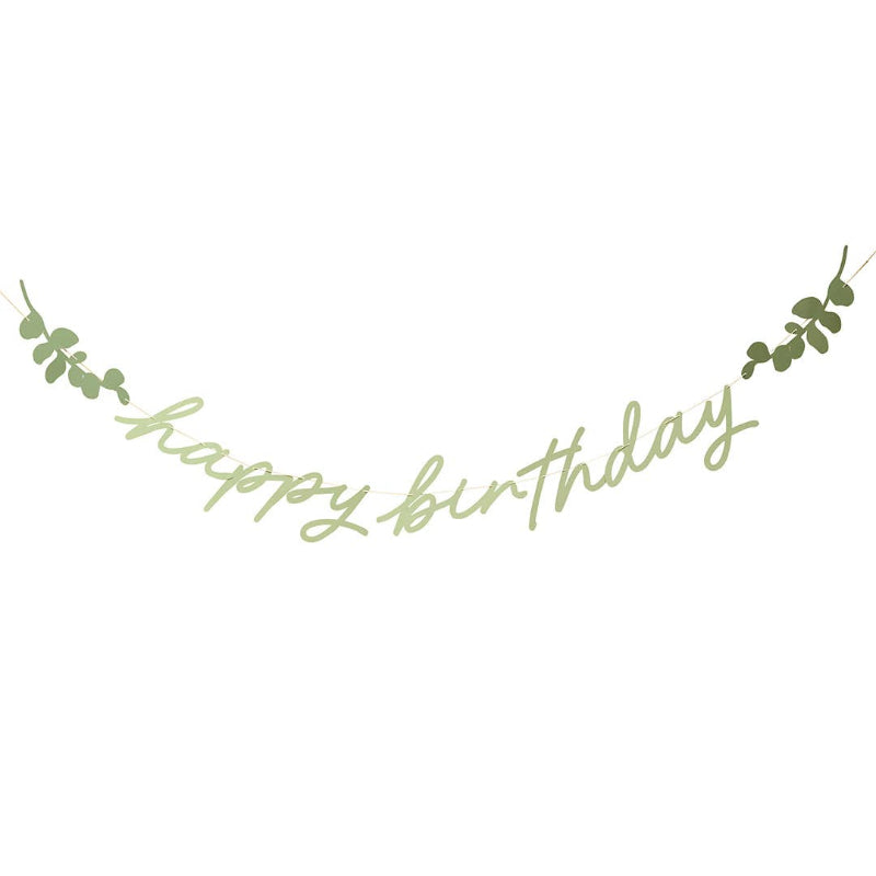 Botanical Green Happy Birthday Garland I Botanical Party Decorations I My Dream Party Shop UK